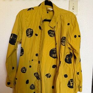 Womens Mustard Yellow Printed Longline Blouse